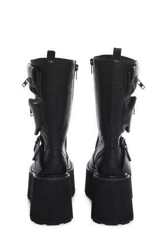 Obsidian Platform Zip-Up Boots - Black
