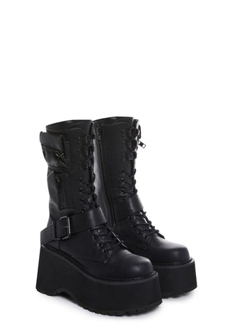 Obsidian Platform Zip-Up Boots - Black