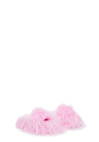 Case Of The Grumpies Fuzzy Slides - Light Pink