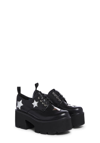 Starry Skies Platform Oxfords - Black