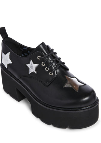 Starry Skies Platform Oxfords - Black