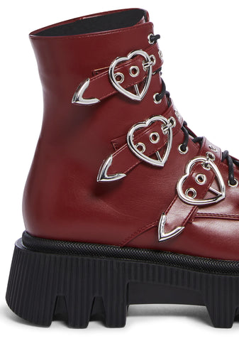 Suppressed Emotions Combat Boots - Red