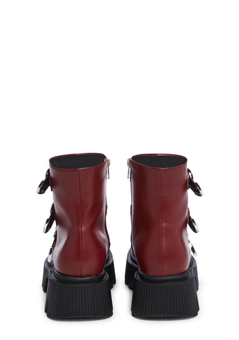 Suppressed Emotions Combat Boots - Red