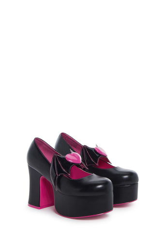 X Monster High Deelite Draculaura Platform Mary Janes - Black/Pink