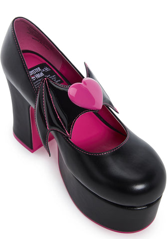 X Monster High Deelite Draculaura Platform Mary Janes - Black/Pink