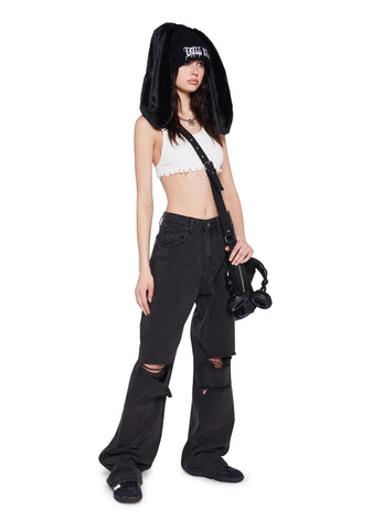 High Rise Wide Leg Skater Denim Jeans