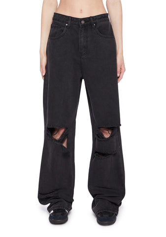 High Rise Wide Leg Skater Denim Jeans