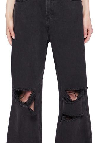 High Rise Wide Leg Skater Denim Jeans