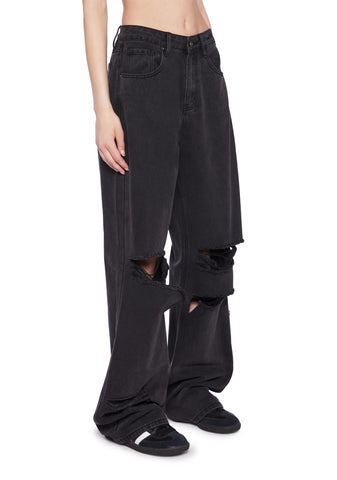 High Rise Wide Leg Skater Denim Jeans