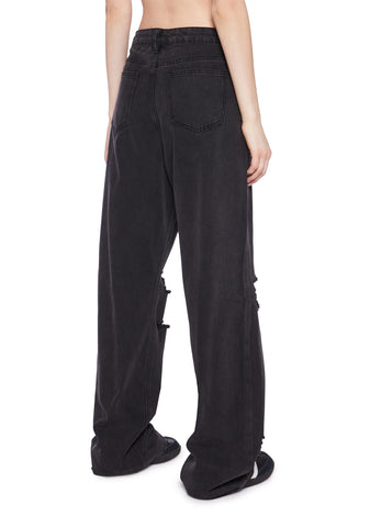 High Rise Wide Leg Skater Denim Jeans