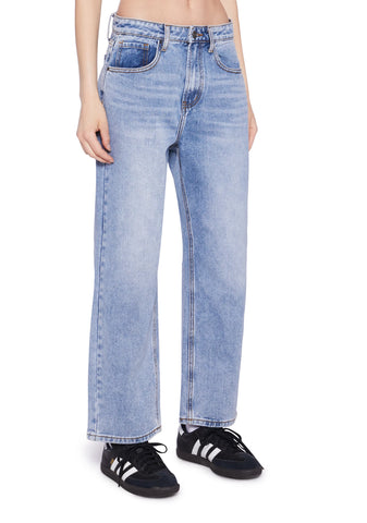 High Rise Straight Crop Denim Jeans