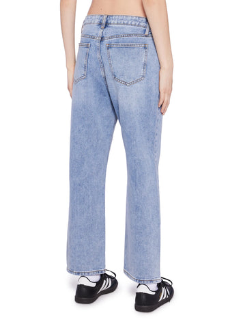 High Rise Straight Crop Denim Jeans