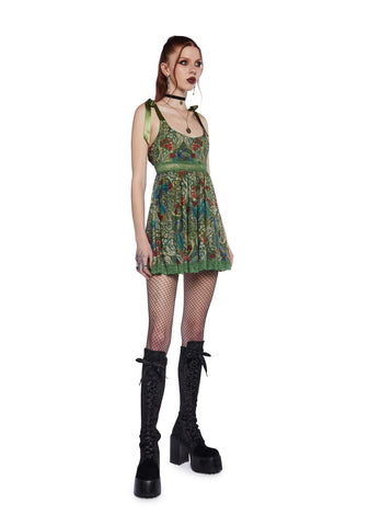 Romantic Mirage Babydoll Dress - Green