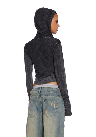 Charged Graphic Zip-Up Crop Hoodie