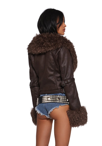 Covet Moto Jacket - Brown
