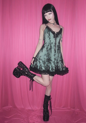 Faithfully Doomed Lace Dress - Mint