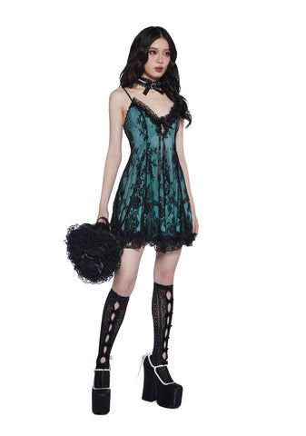 Faithfully Doomed Lace Dress - Mint