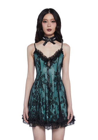 Faithfully Doomed Lace Dress - Mint