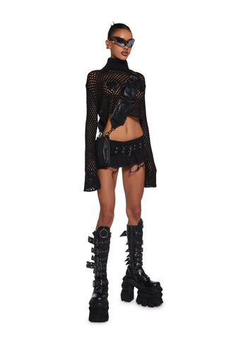 Diatonic Fishnet Cropped Sweater
