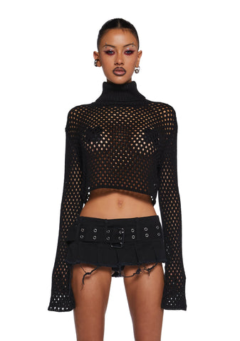 Diatonic Fishnet Cropped Sweater