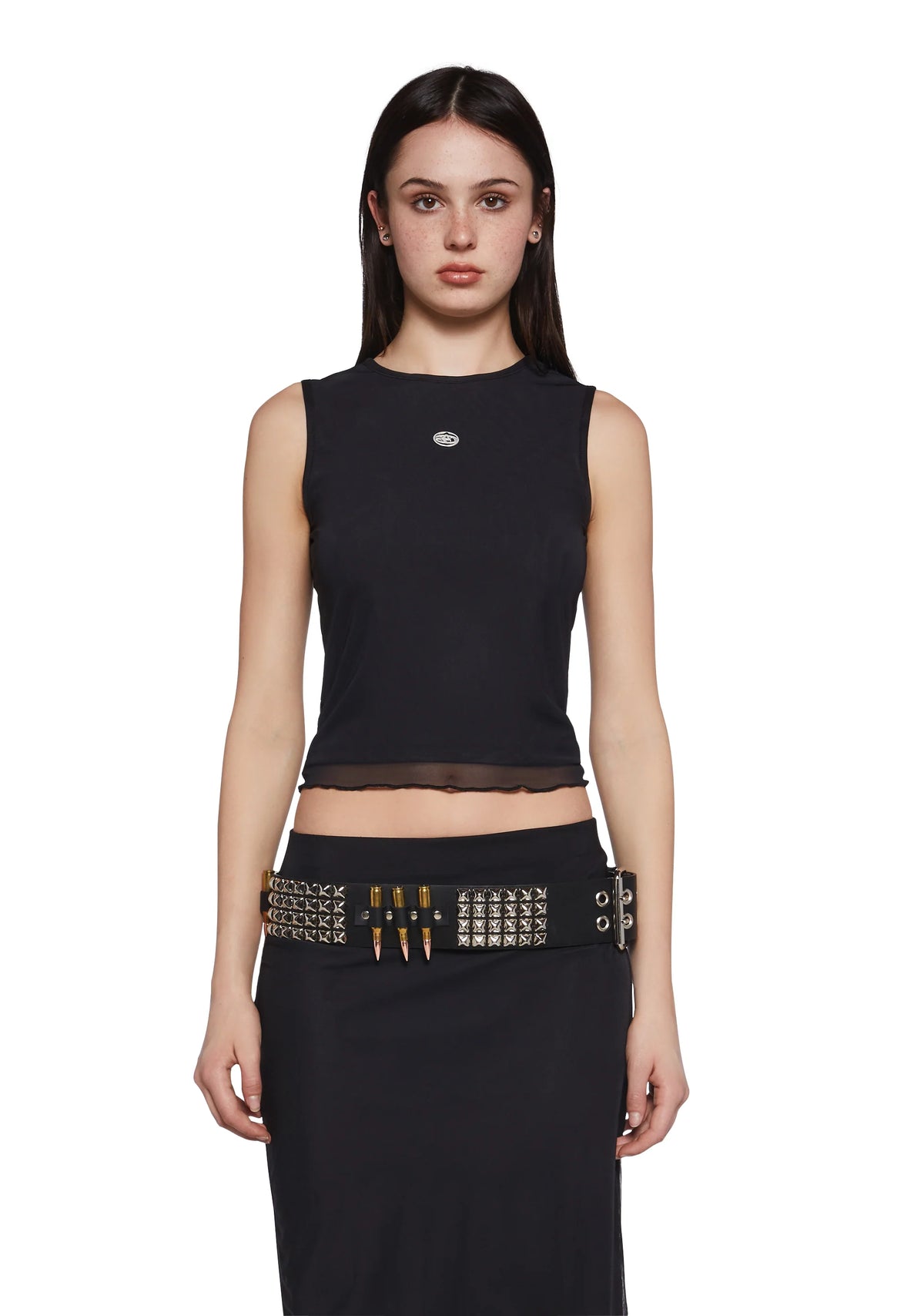 Corset Print Mesh Tank Top