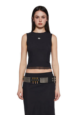 Corset Print Mesh Tank Top