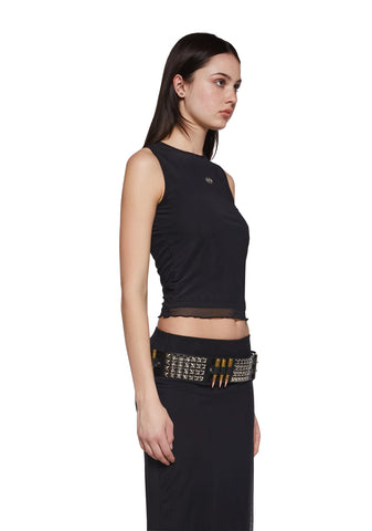 Corset Print Mesh Tank Top