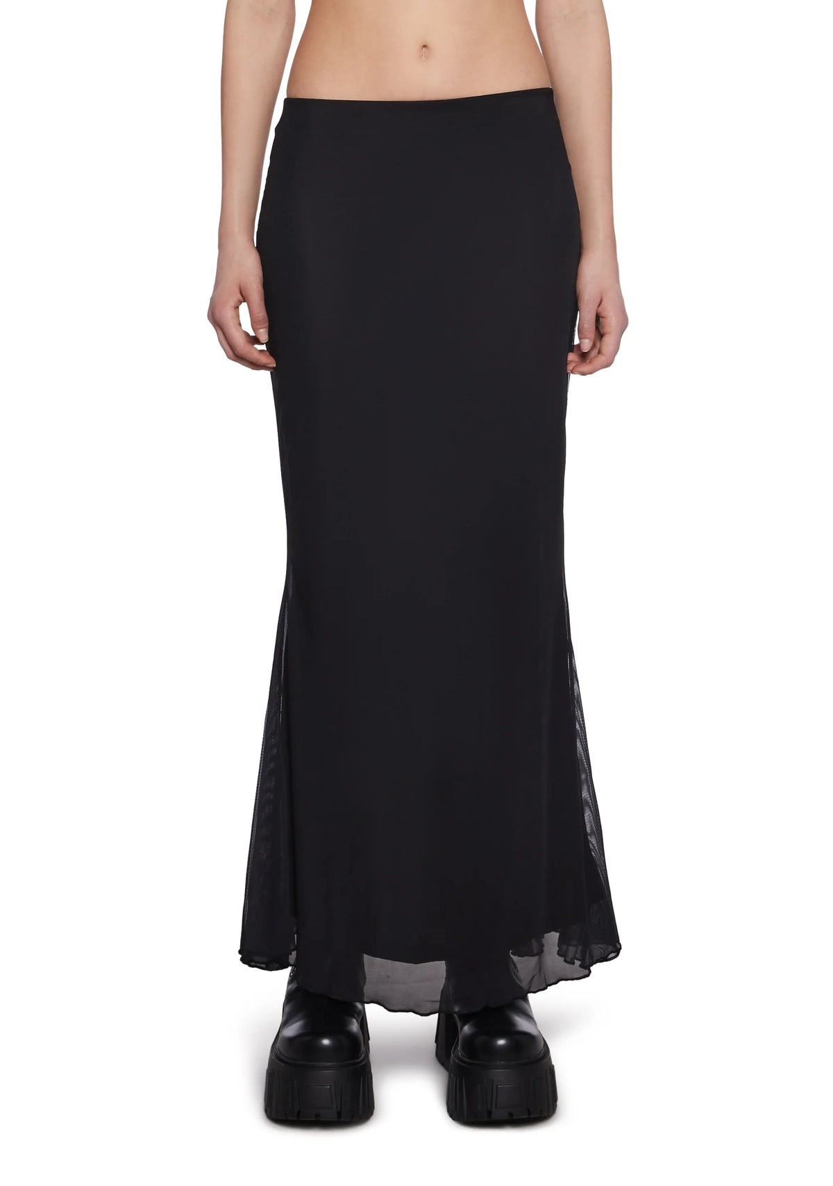 Corset Print Mesh Maxi Skirt