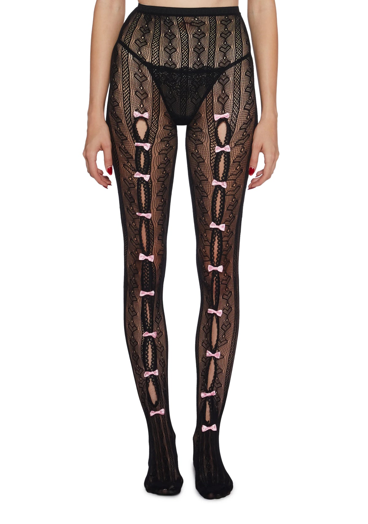 Next Level Sweetheart Lace Tights - Black