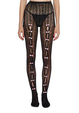 Next Level Sweetheart Lace Tights - Black