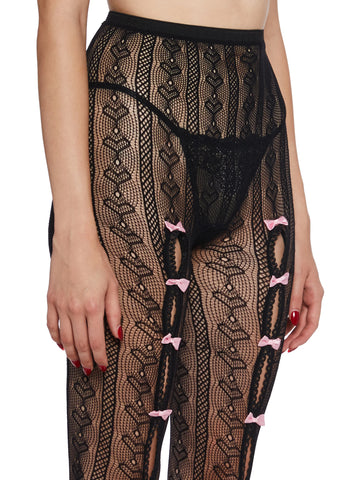 Next Level Sweetheart Lace Tights - Black