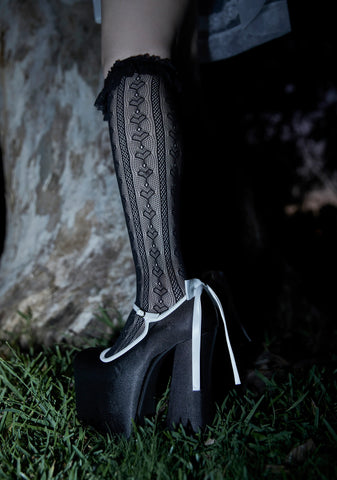 Love Potion Knee High Socks - Black