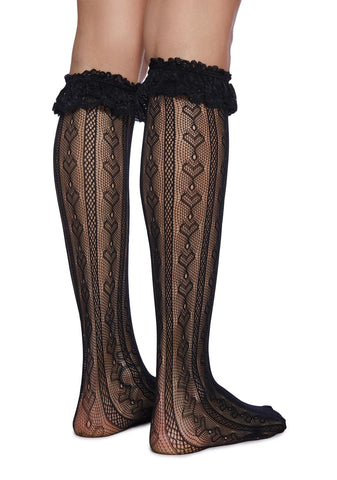 Love Potion Knee High Socks - Black