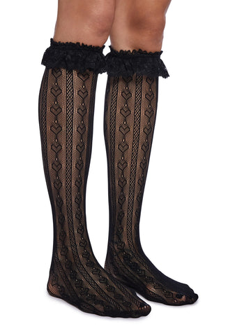 Love Potion Knee High Socks - Black