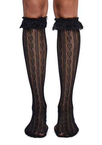 Love Potion Knee High Socks - Black