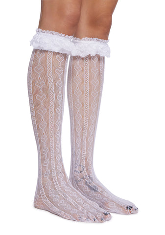 Love Potion Knee High Socks - White