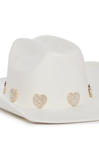 Heart Of Gold Cowboy Hat - White