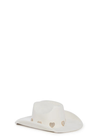 Heart Of Gold Cowboy Hat - White