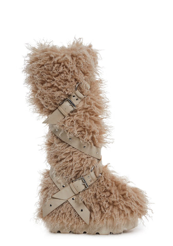 Wild Instincts Faux Fur Boots - Sand