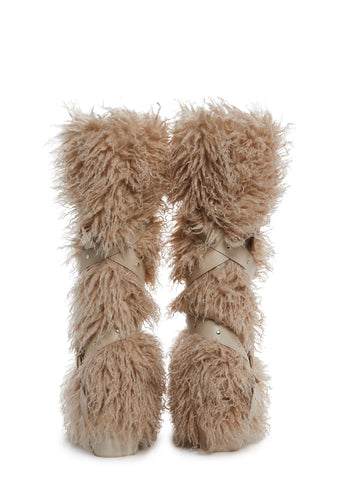 Wild Instincts Faux Fur Boots - Sand