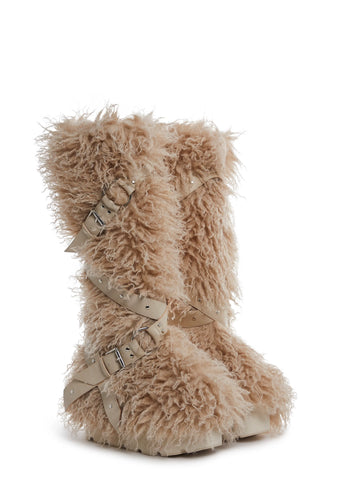 Wild Instincts Faux Fur Boots - Sand