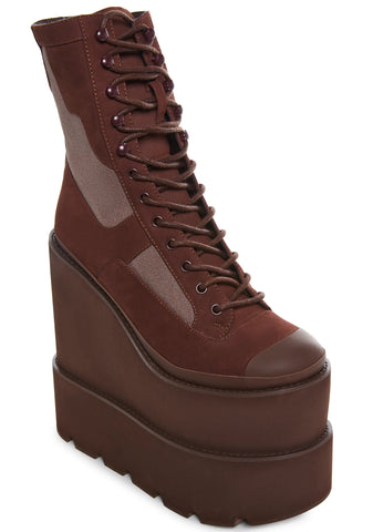 Atmosphere Double Stack Field Girl Traitor Boots - Brown
