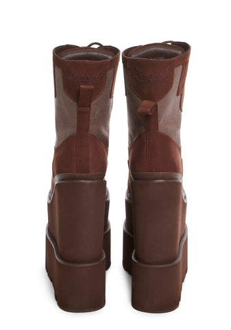 Atmosphere Double Stack Field Girl Traitor Boots - Brown