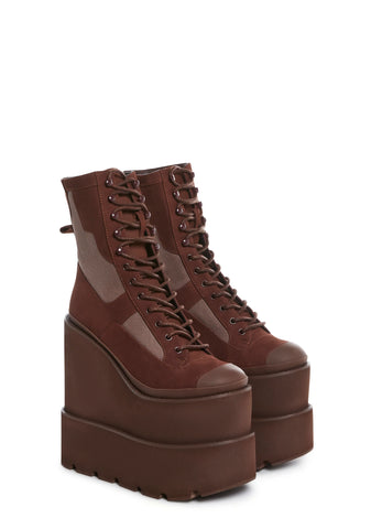 Atmosphere Double Stack Field Girl Traitor Boots - Brown