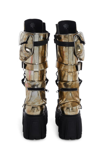 Utopia Elements Knee High Boots - Silver