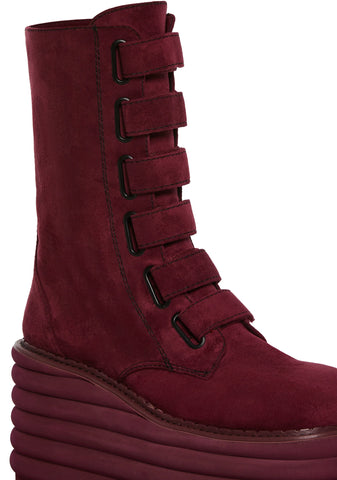 Meant To Be Platform Boots - Dark Red