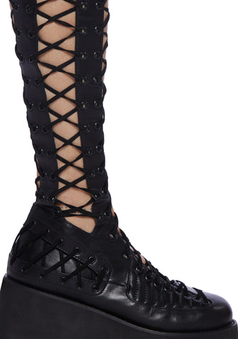 Rude Awakening Platform Boots - Black