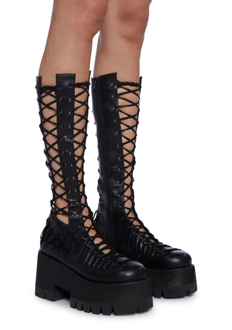 Rude Awakening Platform Boots - Black