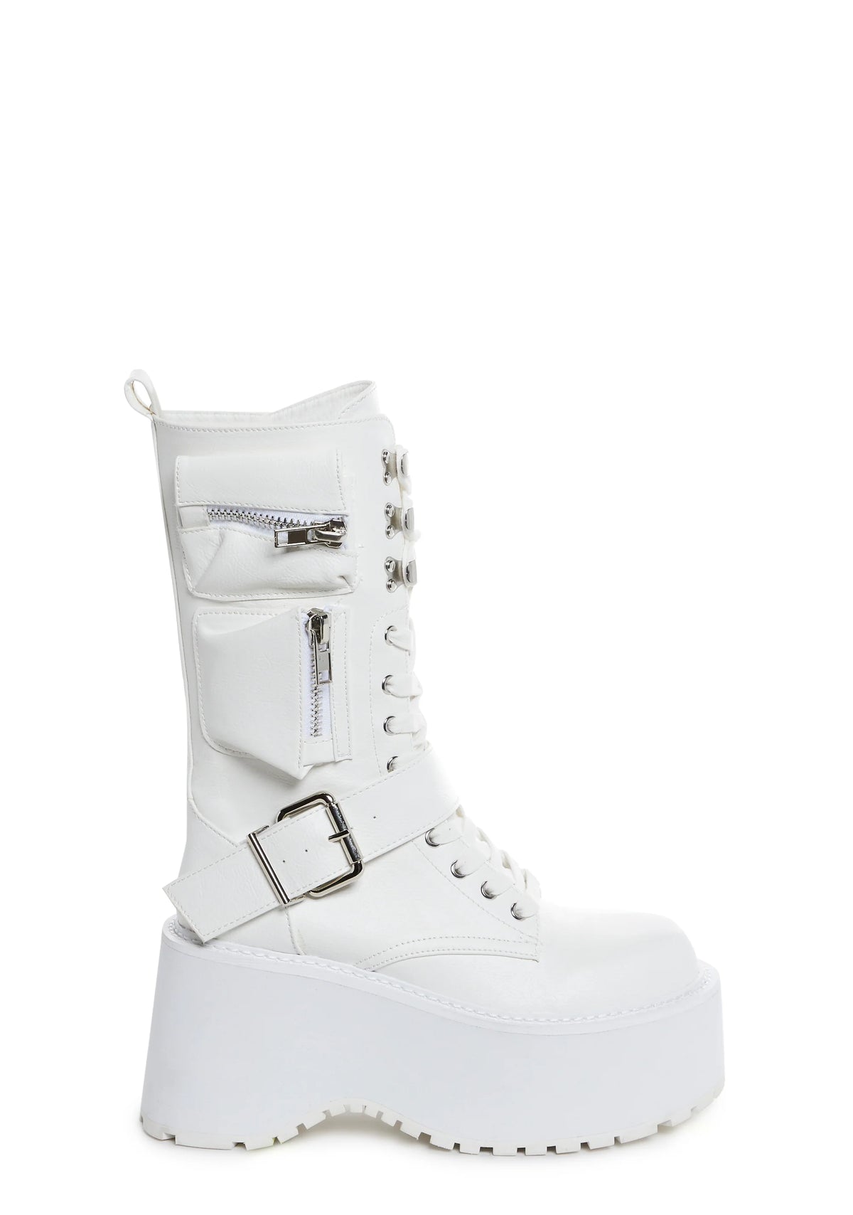 Obsidian Platform Zip-Up Boots - White