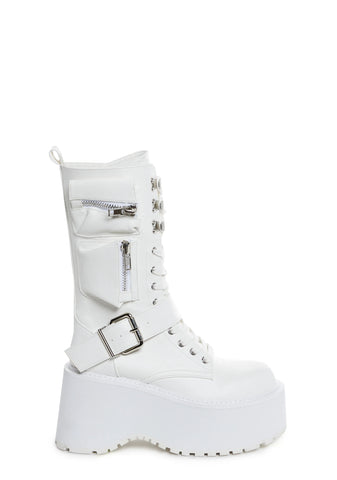 Obsidian Platform Zip-Up Boots - White